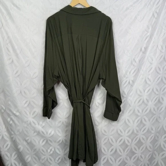 Torrid Olive Mini Rayon Slub Wrap Front Dress Size 4X NWT - Picture 8 of 11